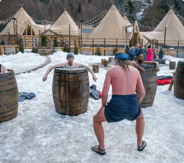 Man in an ice bath