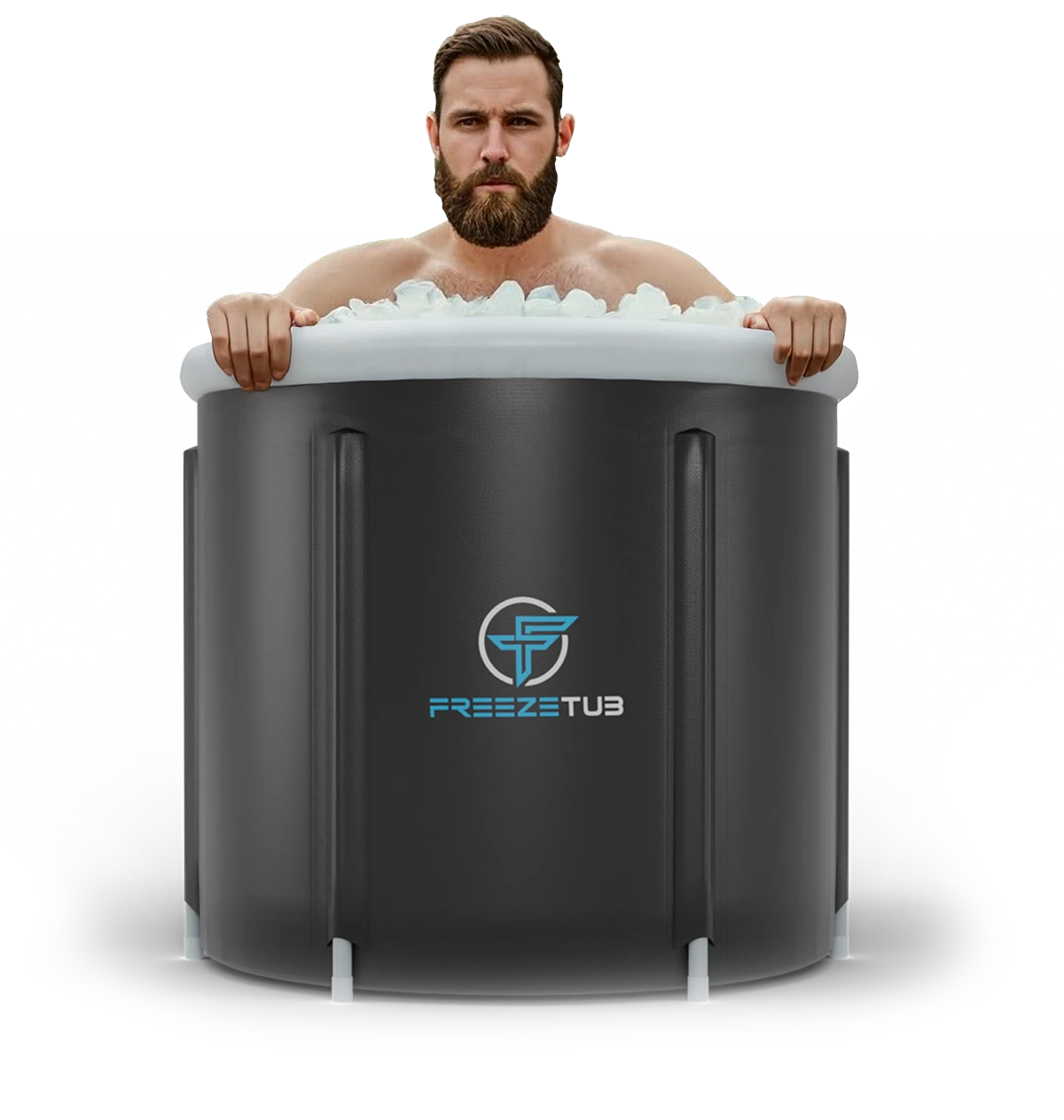 Man sitting in Portable Ice Bath