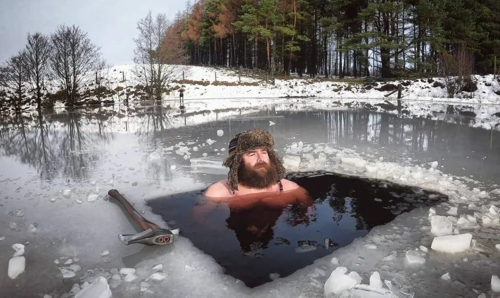 ice bath barrel ice lake swim